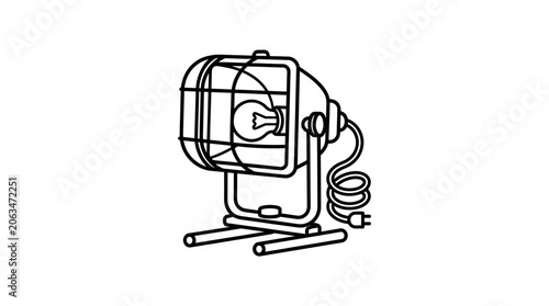 Принти на полотні Portable industrial floodlight on stand with power cord.