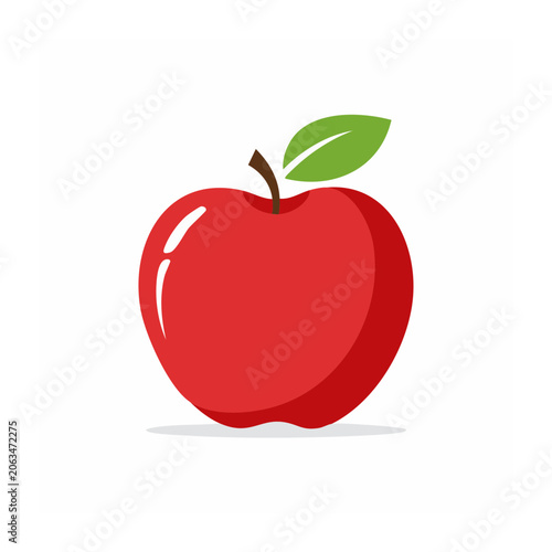 Red apple with green leaf isolated on transparent background
