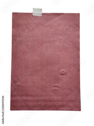 Tableau sur toile Faded pink paper remnant secured with tape on a dark surface transparent backgro