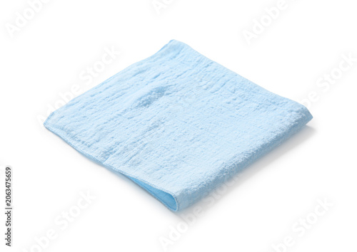Folded light blue microfibe...