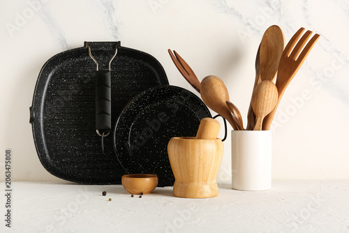 Kitchen utensils and cookwa...