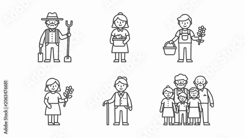 Photos Farming Family Icons: Farmers, Gardeners, Generations, People