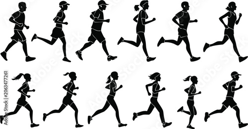 Foto Volleyball player silhouettes in action a black and white graphic design on a wh