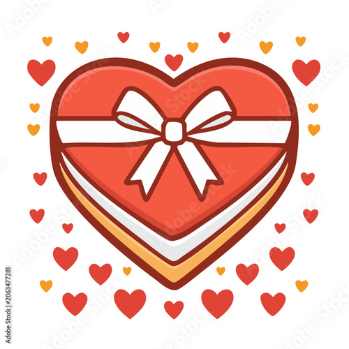 Red heart with gold ribbon and bow