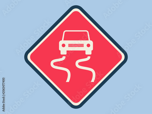 Slippery road icon. Traffic icon. Flat vector icon concept.