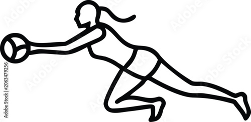 Photos Silhouette of a female athlete throwing a basketball black outline on a white ba