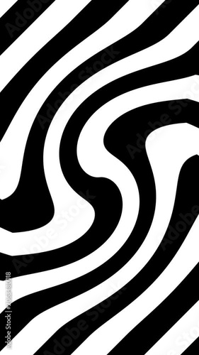 Abstract Black and White Wavy Stripe Loop Animation Background