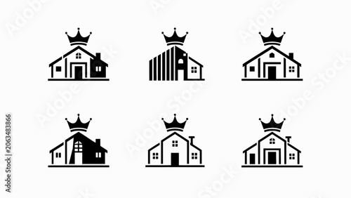 Fotografía Royal House Logo Set - Crowned Home Icons