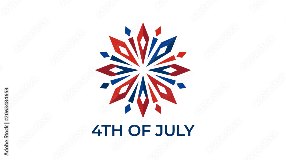 Obraz premium Fourth of July patriotic firework graphic design on white background. EPS Editable