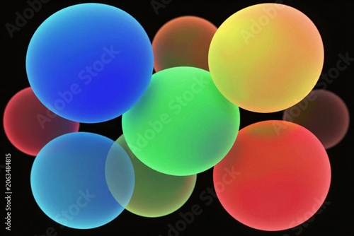 A bunch of colorful bubbles floating in the air