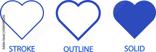 Set of hand holding heart icons in different styles, love and care vector symbol.