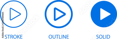 Set of video and audio play button icons.