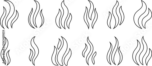 Various shapes of smoke and vapor in black outlines.