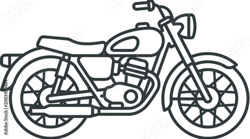 Photos Vintage classic cruiser motorcycle line art illustration.