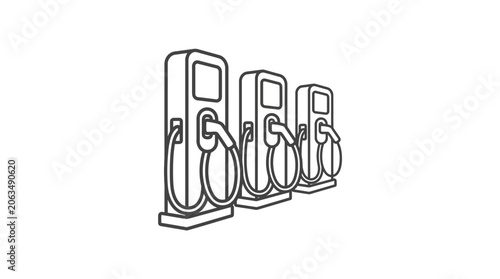 Multiple electric vehicle charging stations in a row icon.