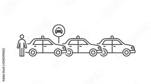 Person waiting at taxi stand line icon.