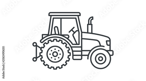 Side view agricultural tractor outline graphic.