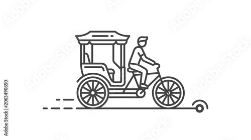 Side view line art illustration of a cycle rickshaw.