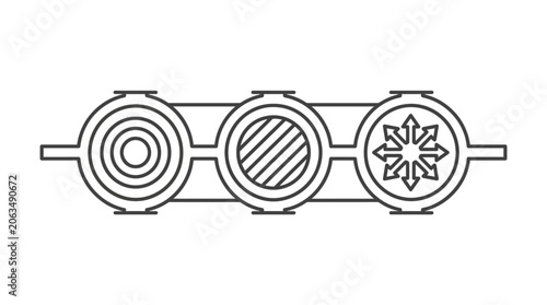 Horizontal traffic signal with three circular lights icon.
