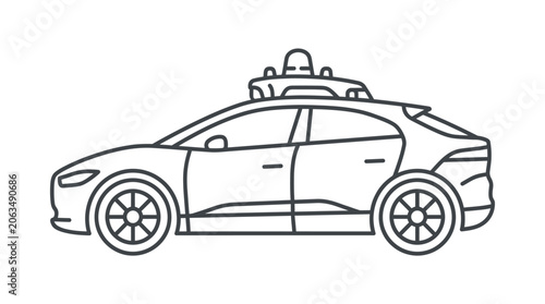 Side view of autonomous self driving electric car icon.