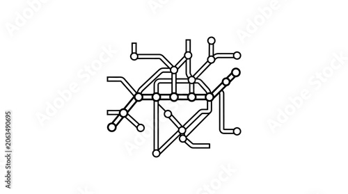 Detailed urban transit system subway map icon.