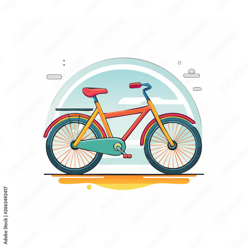 Fototapeta premium Colorful flat design bicycle illustration
