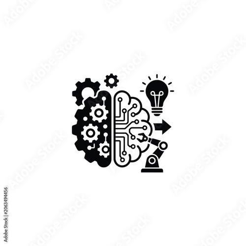 Brain with gears and lightbulb for innovation