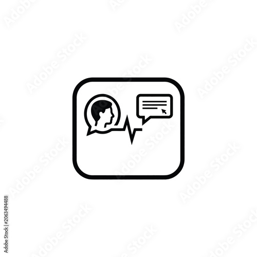 Black icon of person and chat box