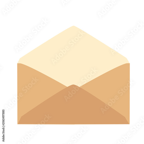Kraft Paper Open Envelope Flat Vector Clipart