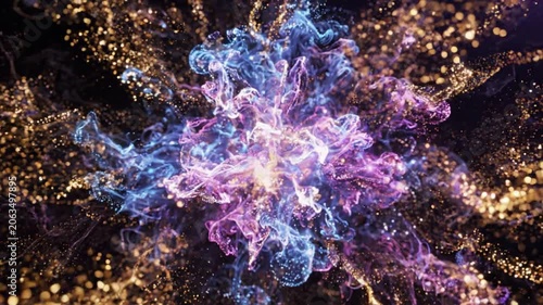 Fireworks Explode in Night Sky Colors.