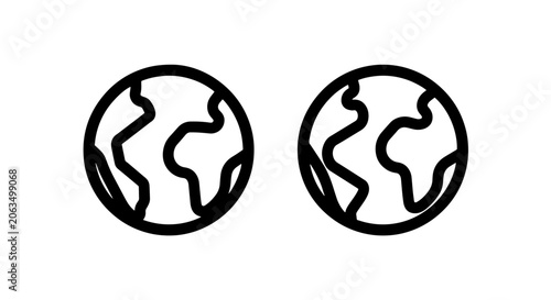 Fotografía Two stylized world map globe continent icons with continent