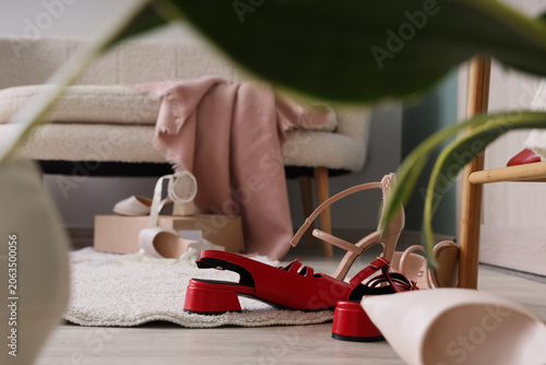 Stylish womens shoes on flo...