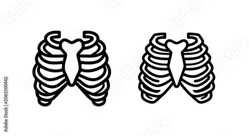 Photos Outline icons of human rib cage and sternum anatomy