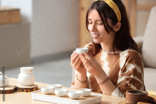Beautiful young woman enjoy...