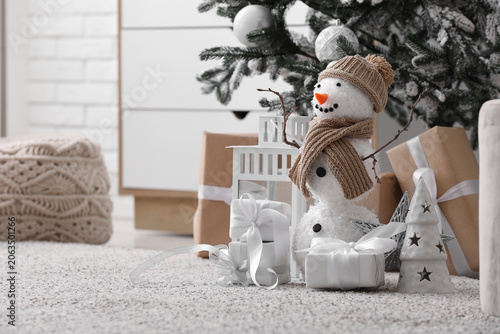 Funny snowman with Christma...