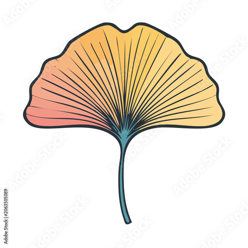 Colorful Ginkgo Leaf Illustration