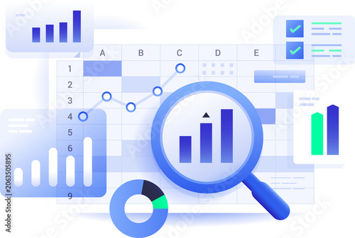 Data Analytics Modern Dashboard Business Finance Investment clipart illustration