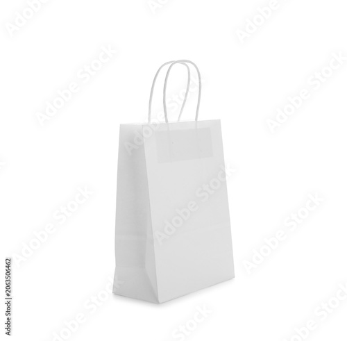 Paper shopping bag on white...