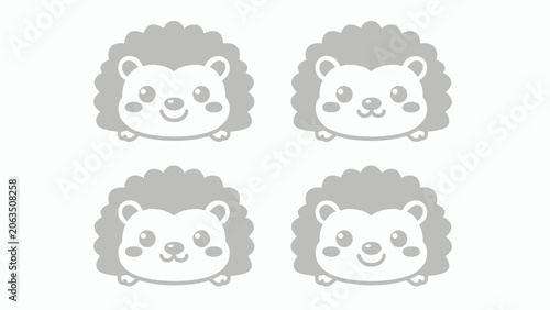 Quadro su tela Cute Hedgehog Icons Set