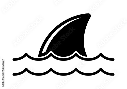 Vector Shark Fin Icon on White Background