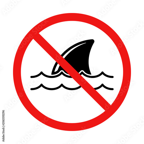 No Shark Sign on White Background