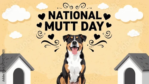 National mutt day celebration with a cute dog illustration for animal shelter awareness campaign