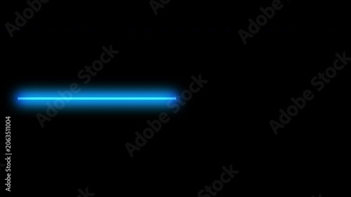 Blue Neon Light Streak Animation on Black Background – Glowing Energy Beam Motion Graphic