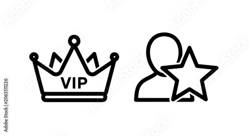 Tableau sur toile Vip crown and user profile star ranking icons with exclusive