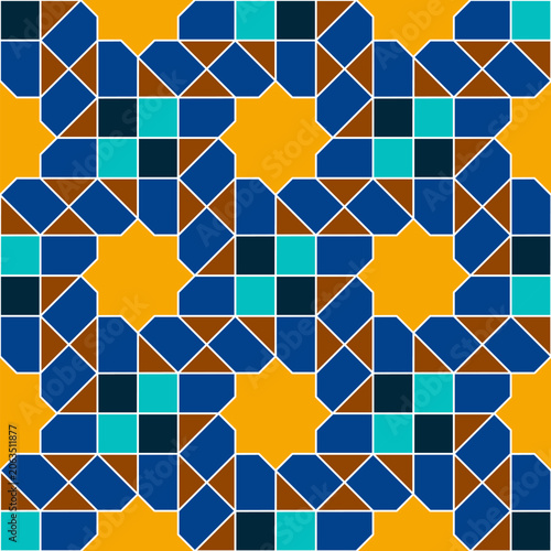 Elegant Islamic star pattern combined with geometric line elements on a green background, perfect for decorative artwork, textile design, advertising backgrounds, and creative fashion applications.