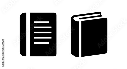 Cuadro en lienzo Closed notebook and hardcover book icon set with notebook