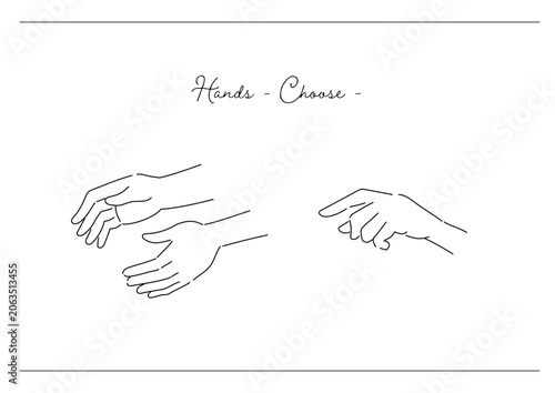 手・選ぶポーズの線画イラストセット