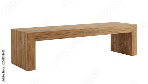 Premium minimalist solid wood bench isolated on transparent background png 
