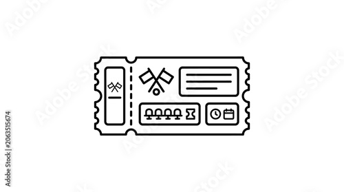 Sports event ticket icon with game details and seating info.