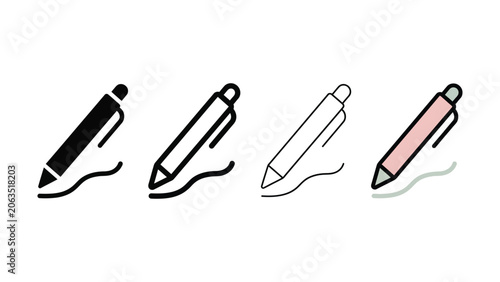 Quadro su tela Four colorful marker pens icons in different styles and colors side by side